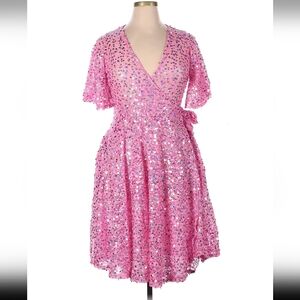 Bubblegum pink aurora wrap dress wax poetic clothing XL